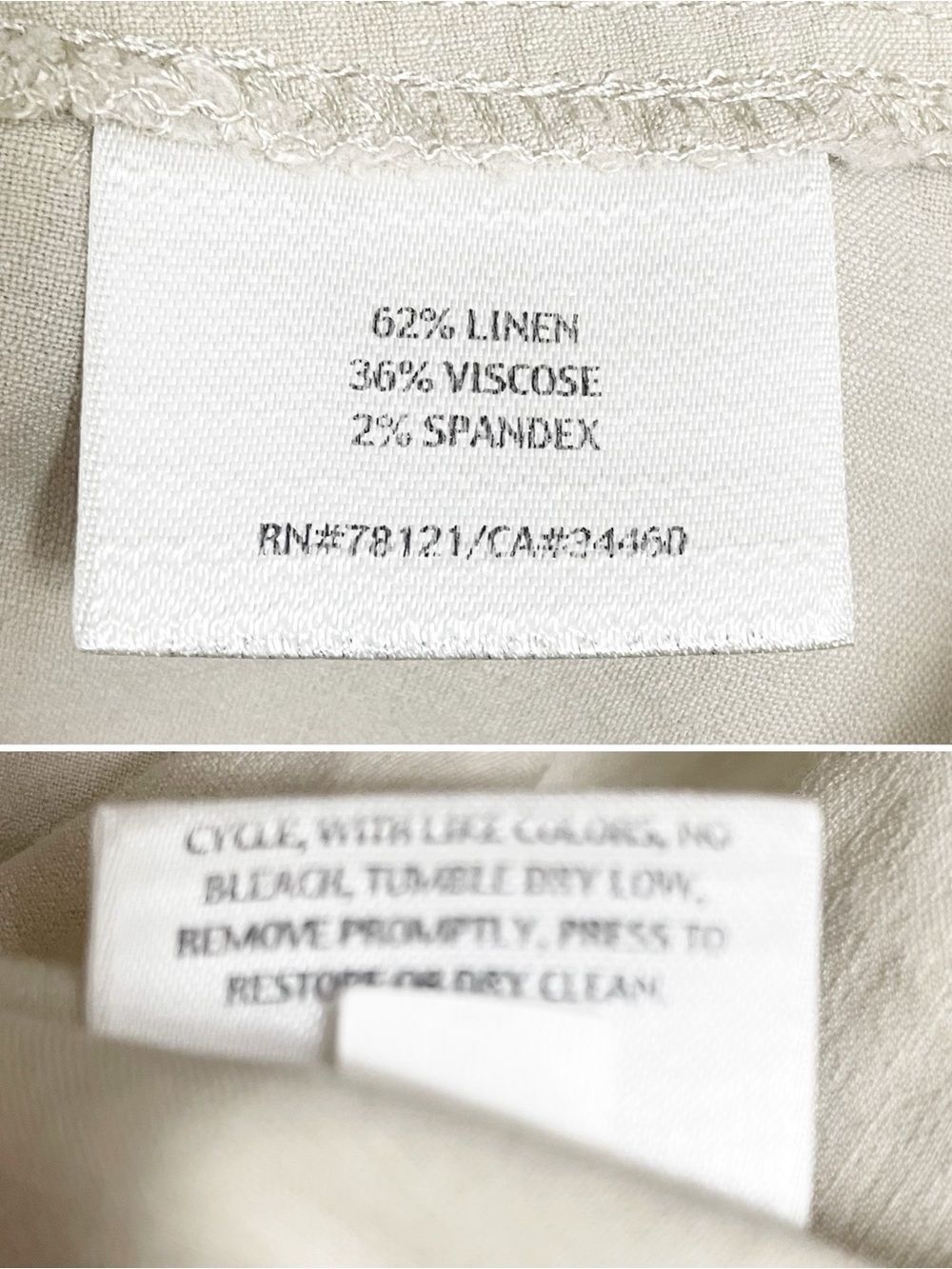 Eileen Fisher Linen Blend Jumper Dress Sz Medium Beige Sleeveless Midi Empire - Picture 8 of 10